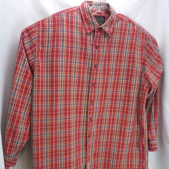 Abercrombie & Fitch The Big Shirt Mens Size Large Red & Blue Plaid 100% Cotton - Picture 2 of 9